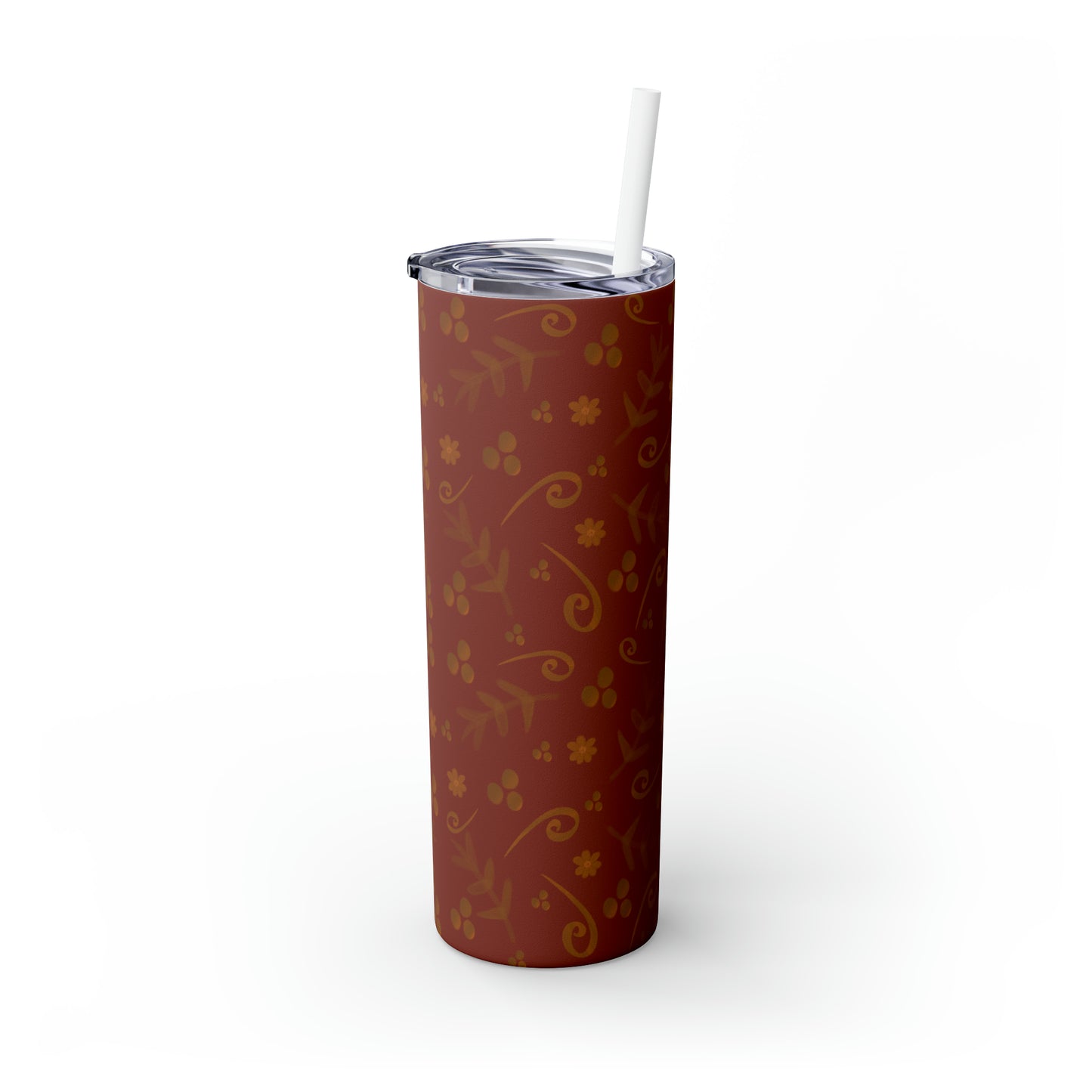 Red Clementine Skinny Tumbler with Straw, 20oz