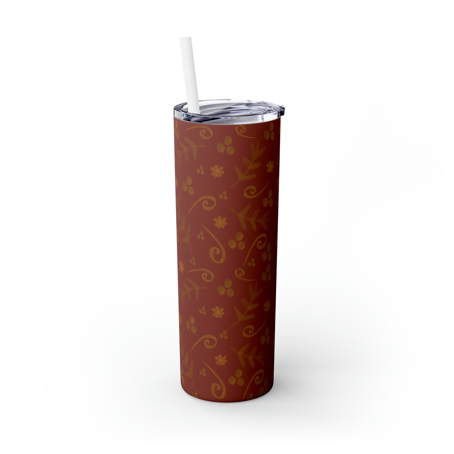 Red Clementine Skinny Tumbler with Straw, 20oz