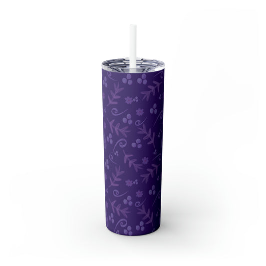 Clementine Purple Skinny Tumbler with Straw, 20oz
