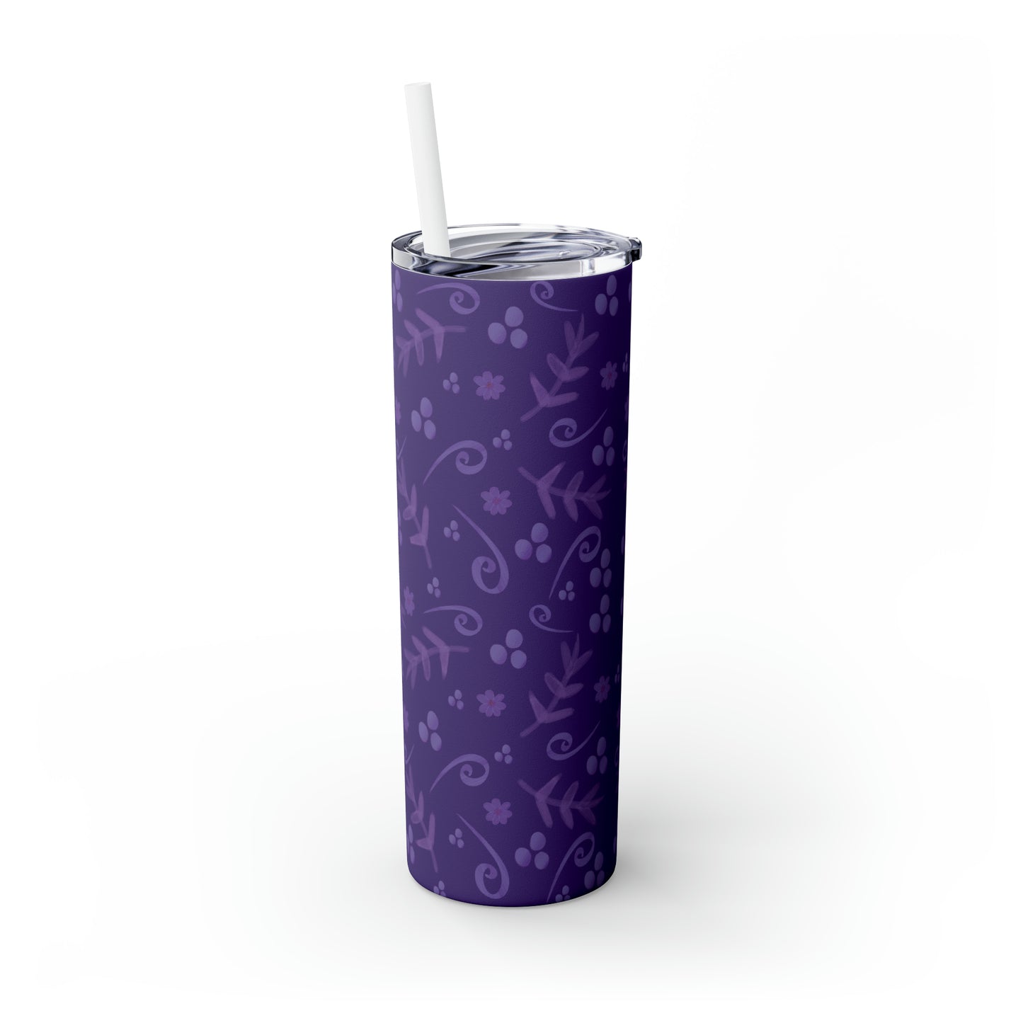 Clementine Purple Skinny Tumbler with Straw, 20oz