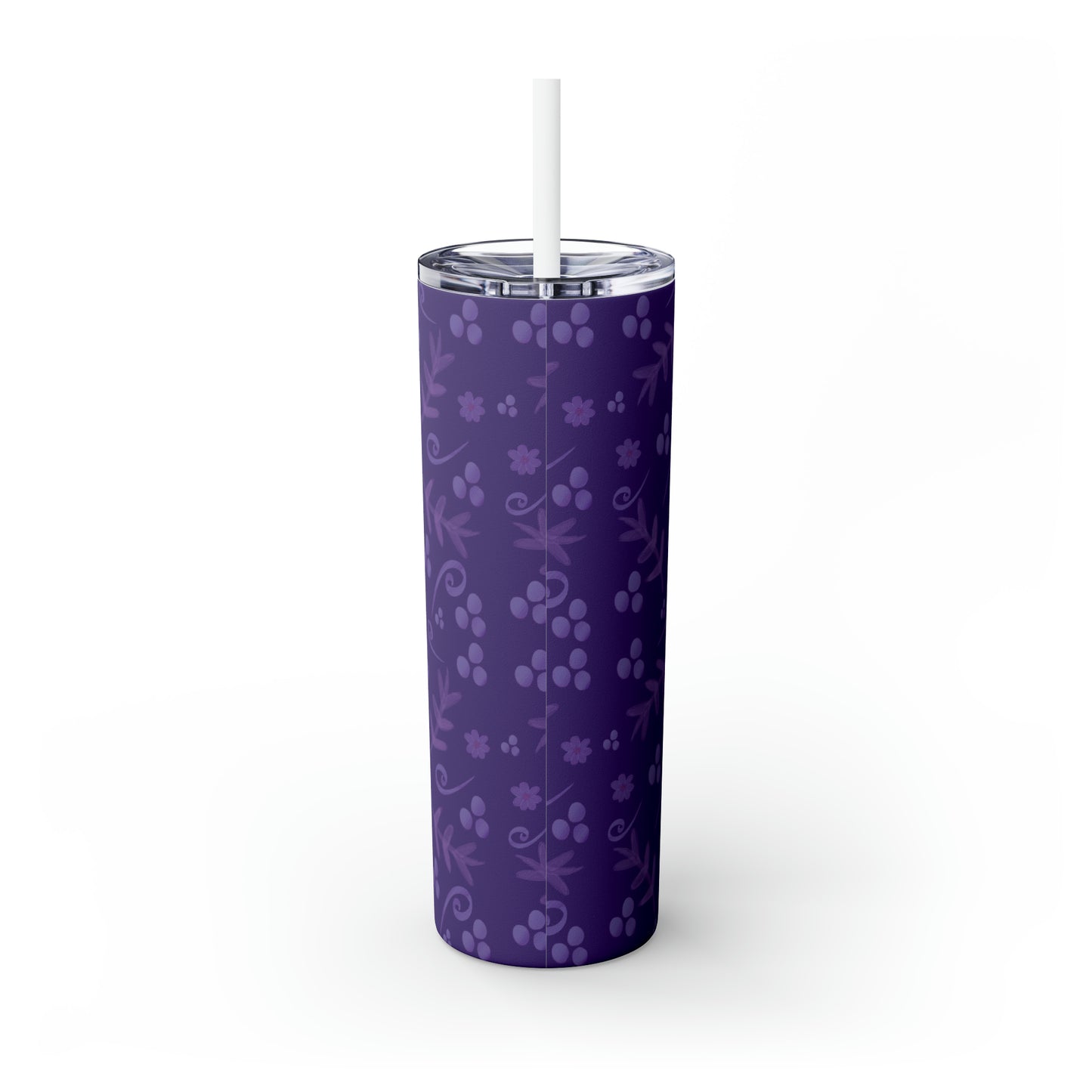 Clementine Purple Skinny Tumbler with Straw, 20oz