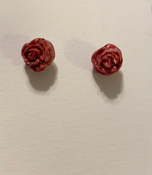Golden Rose Clay Earrings