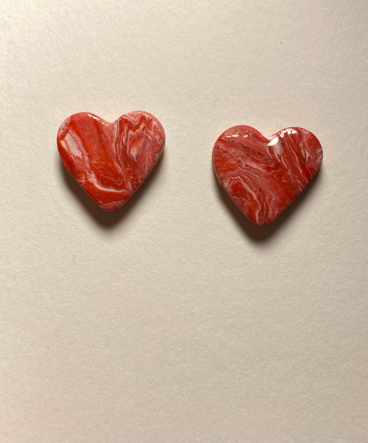 Pink Explosion Heart Clay Stud Earrings